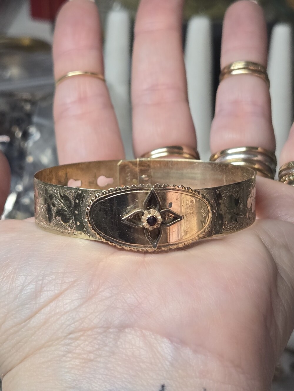 Antique 1872 Victorian Gold Filled Buckle Engagement Bracelet
